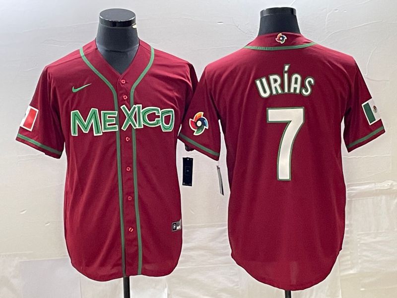 Men 2023 World Cub Mexico #7 Urias Red white Nike MLB Jersey14->more jerseys->MLB Jersey